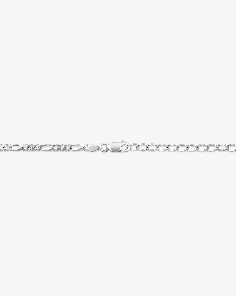 50cm 3mm Width Figaro Chain In Sterling Silver