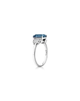 London Blue Topaz Ring with 0.30 Carat TW of Diamonds in 14kt White Gold