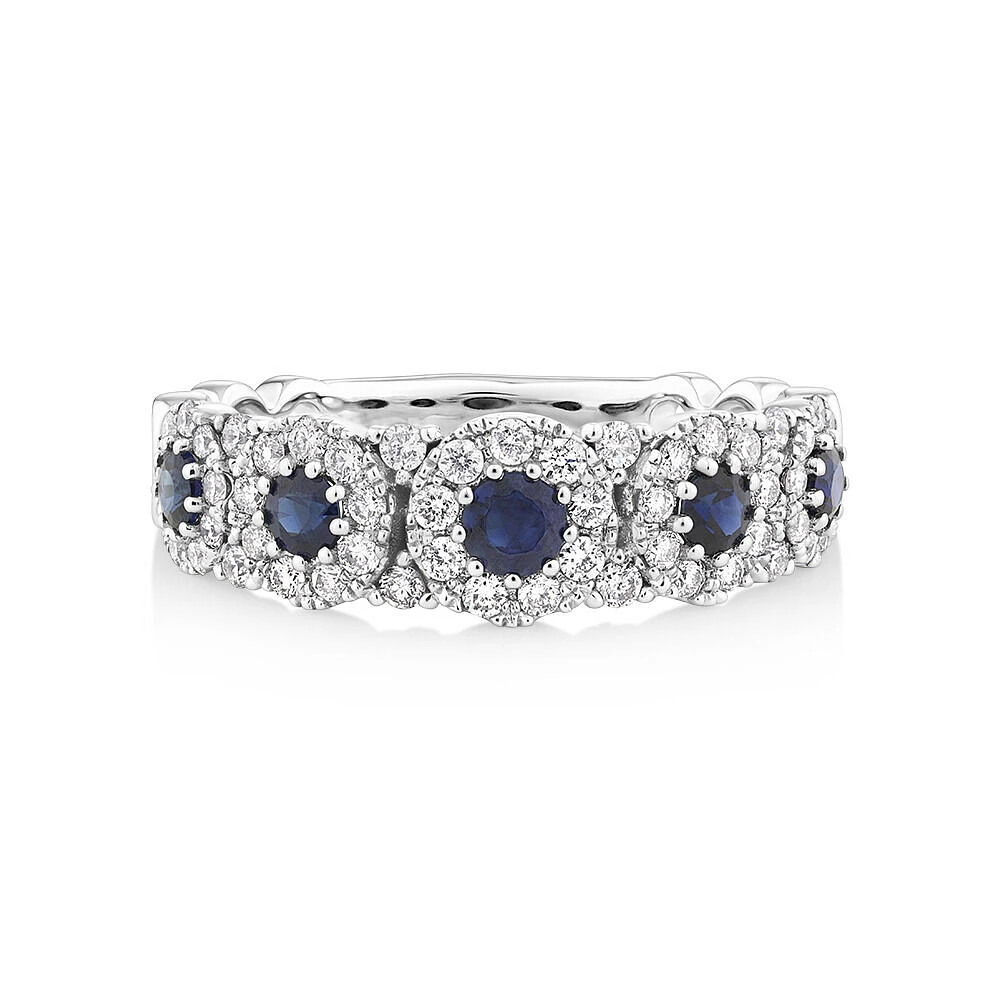 Bubble Ring with Sapphire and .50 Carat TW Diamonds in 14kt White Gold