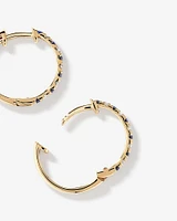 0.22 Carat TW Diamond and Created Sapphire Huggie Hoop Earrings in 10kt Yellow Gold