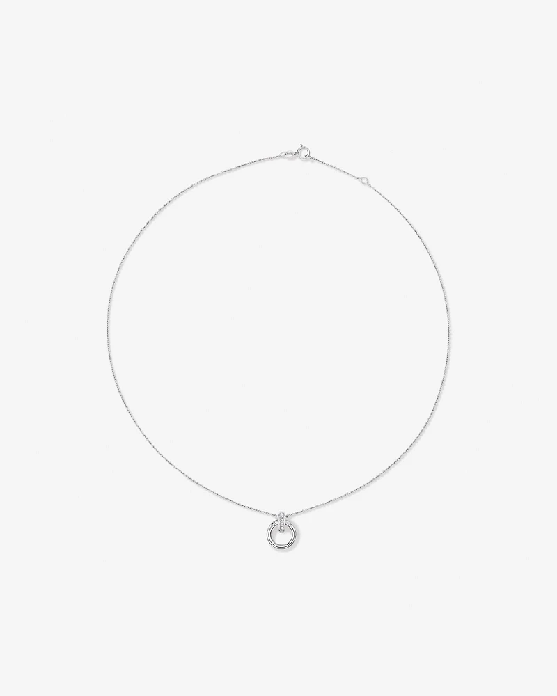 Circle Pendant and Chain with Cubic Zirconia in Sterling Silver