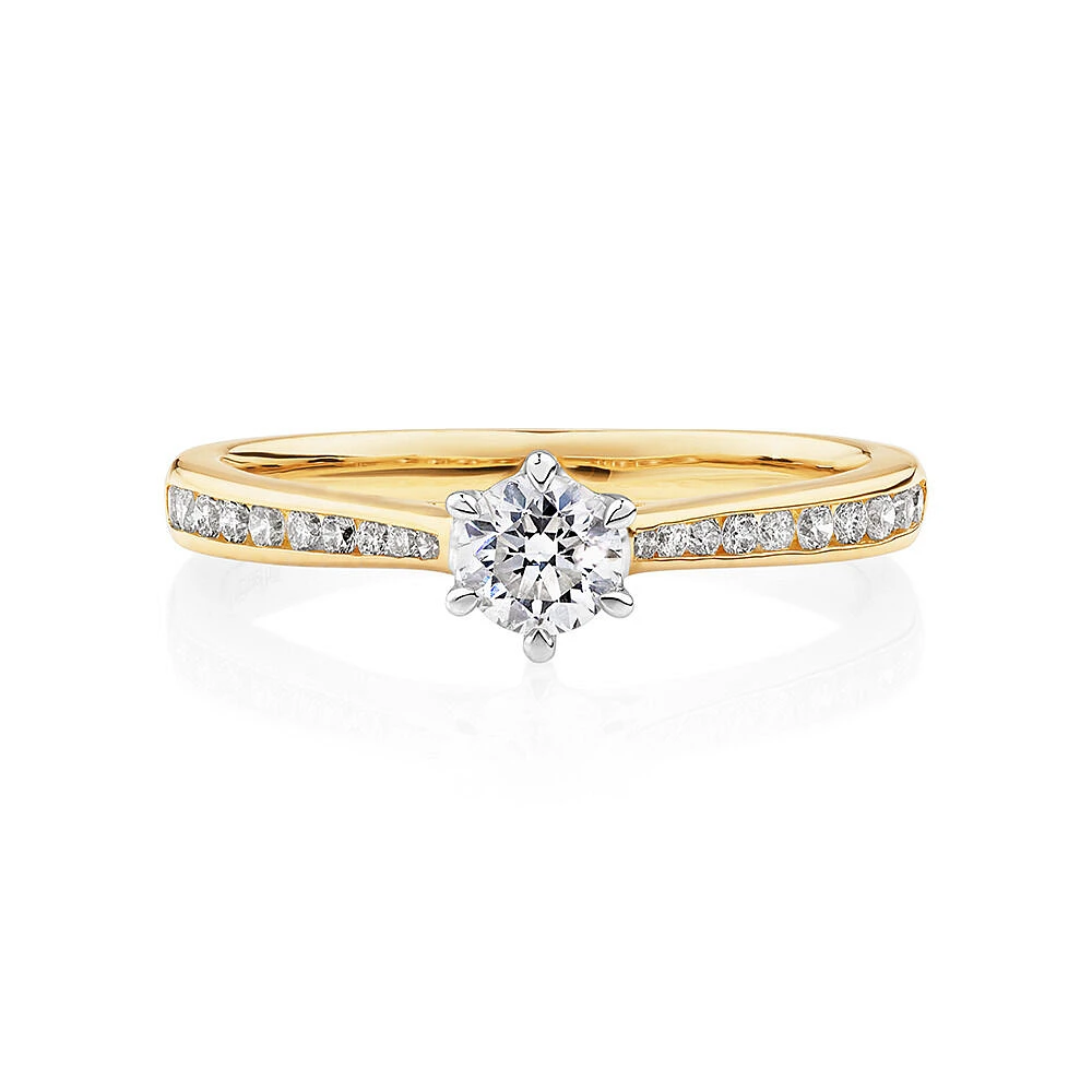 Bague avec 0,48 Carat TW de Diamants en Or Jaune & Blanc 14kt