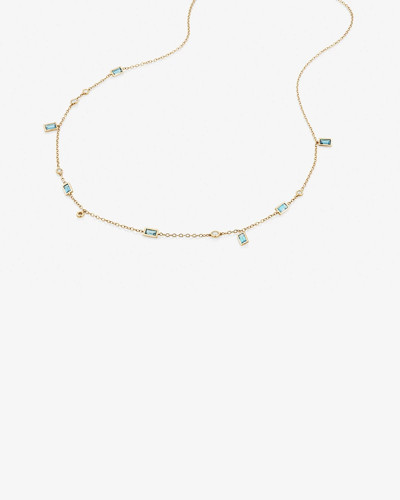 London Blue Topaz Necklace with .14 Carat TW Diamonds in 10kt Yellow Gold