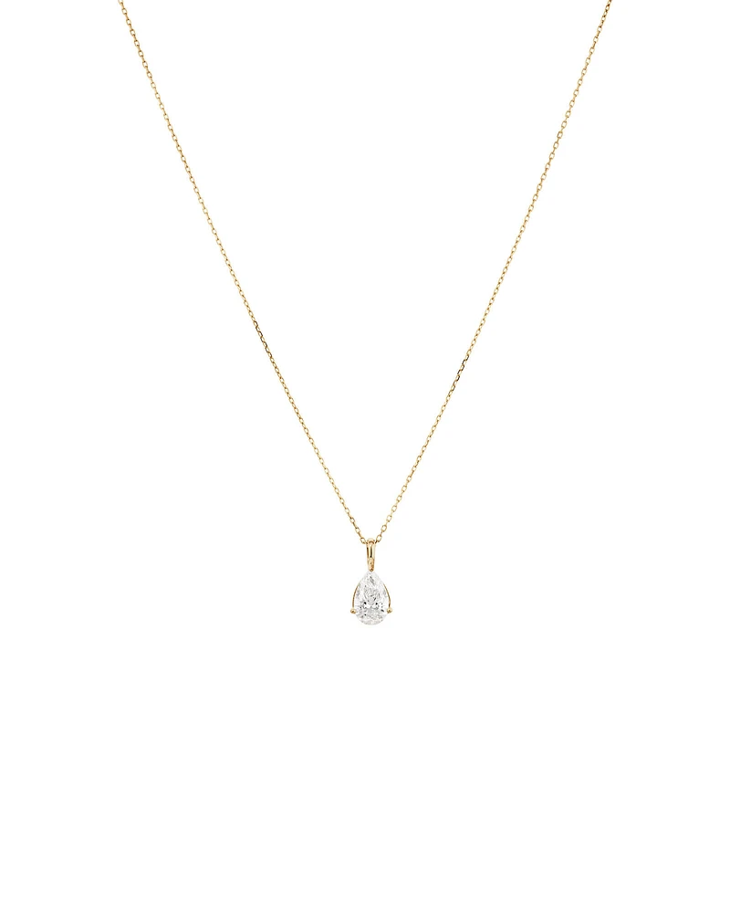 1.00 Carat TW Pear Cut Laboratory-Grown Diamond Solitaire Pendant in 10kt Yellow Gold