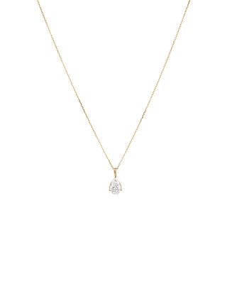 1.00 Carat TW Pear Cut Laboratory-Grown Diamond Solitaire Pendant in 10kt Yellow Gold