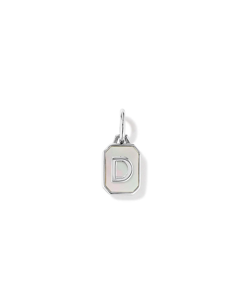 Letter F Mother of Pearl Initial Pendant in Sterling Silver