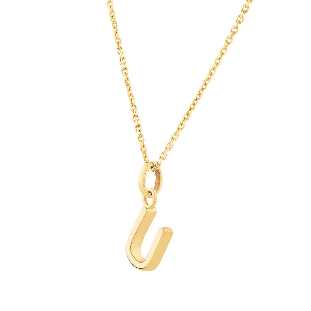 "H" Initial Pendant with Chain in 10kt Yellow Gold