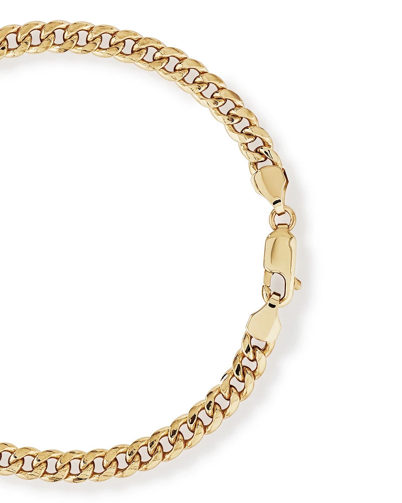 19cm (7.5”) Hollow Miami Curb Bracelet in 10kt Yellow Gold