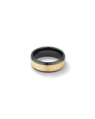 Gold Inlay Black Titanium Wedding Ring in 10kt Yellow Gold