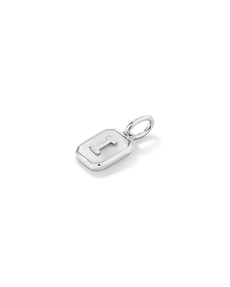 Letter F Mother of Pearl Initial Pendant in Sterling Silver