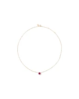 Round Cut Red Created Ruby and Lab-Grown Diamond Halo Stud Earrings and Pendant Necklace Set in 10kt Yellow & Rhodium