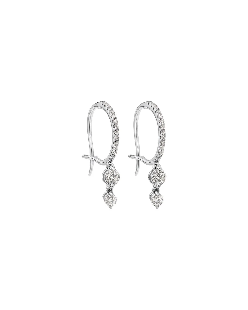 Boucles d'oreilles à double goutte avec 0,48 carat TW de diamants en or blanc 18 kt