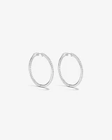 Hoop Earrings with Cubic Zirconia in Sterling Silver