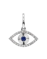 Diamond and Sapphire Evil Eye Pendant in 10kt White Gold