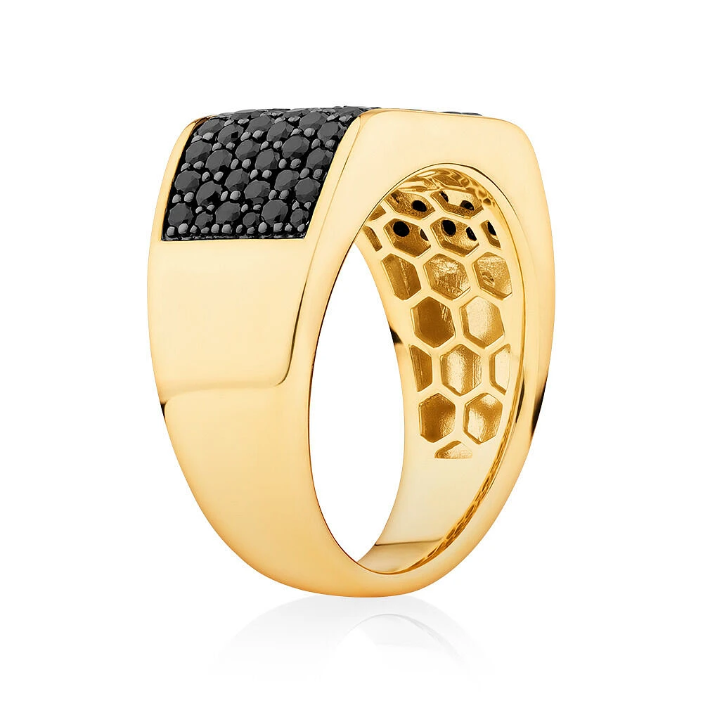 Black Diamond Ring with 1.70TW of Diamonds in 10kt Yellow Gold