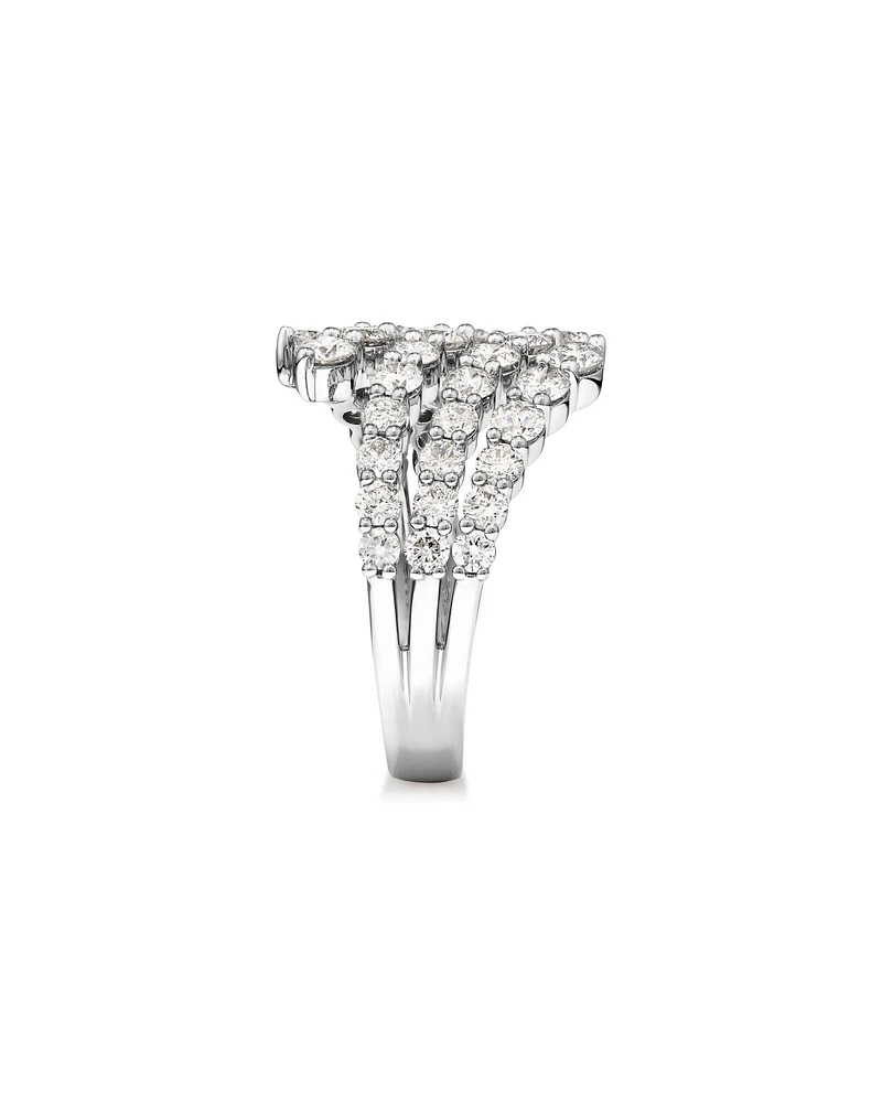 Fan Bypass Ring with 2.00 Carat TW of Diamonds in 18kt White Gold