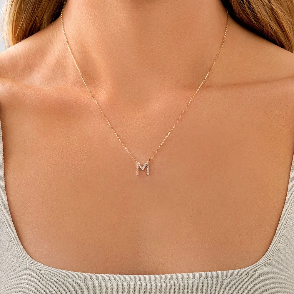 "K" Initial Necklace with 0.10 Carat TW of Diamonds in 10kt Yellow Gold