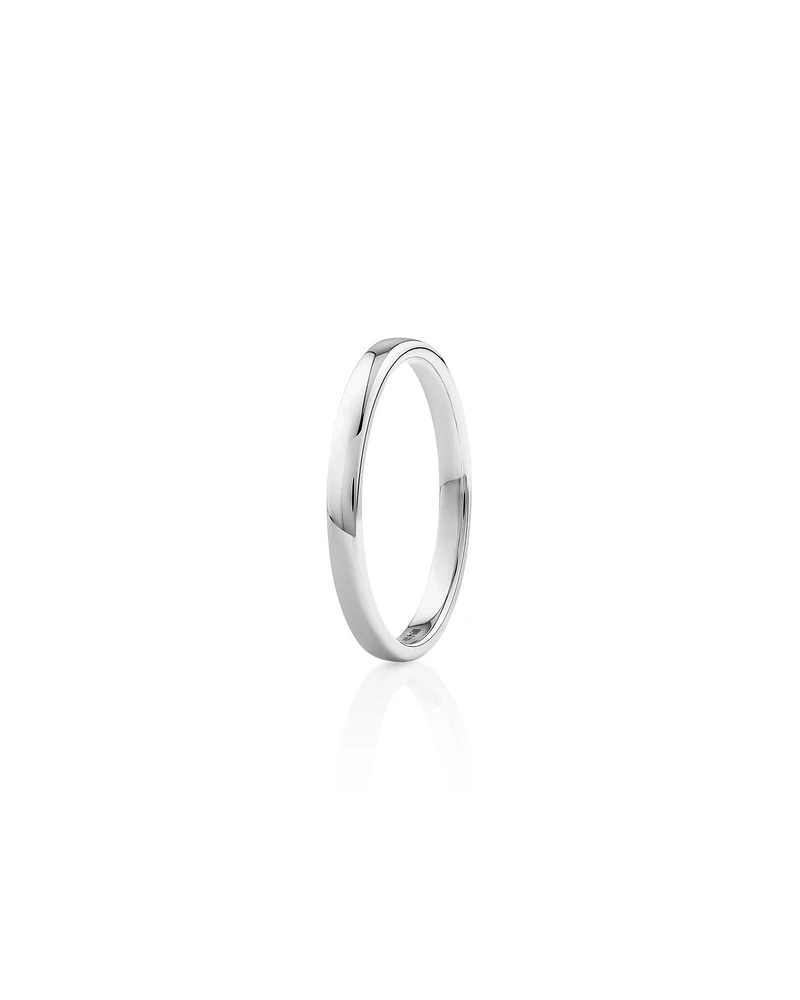 2mm High Domed Wedding Band in 10kt White Gold