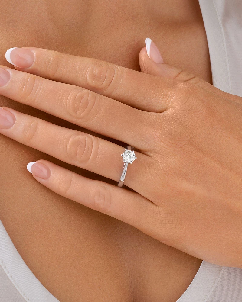 1 Carat Diamond Solitaire Ring in 14kt White Gold