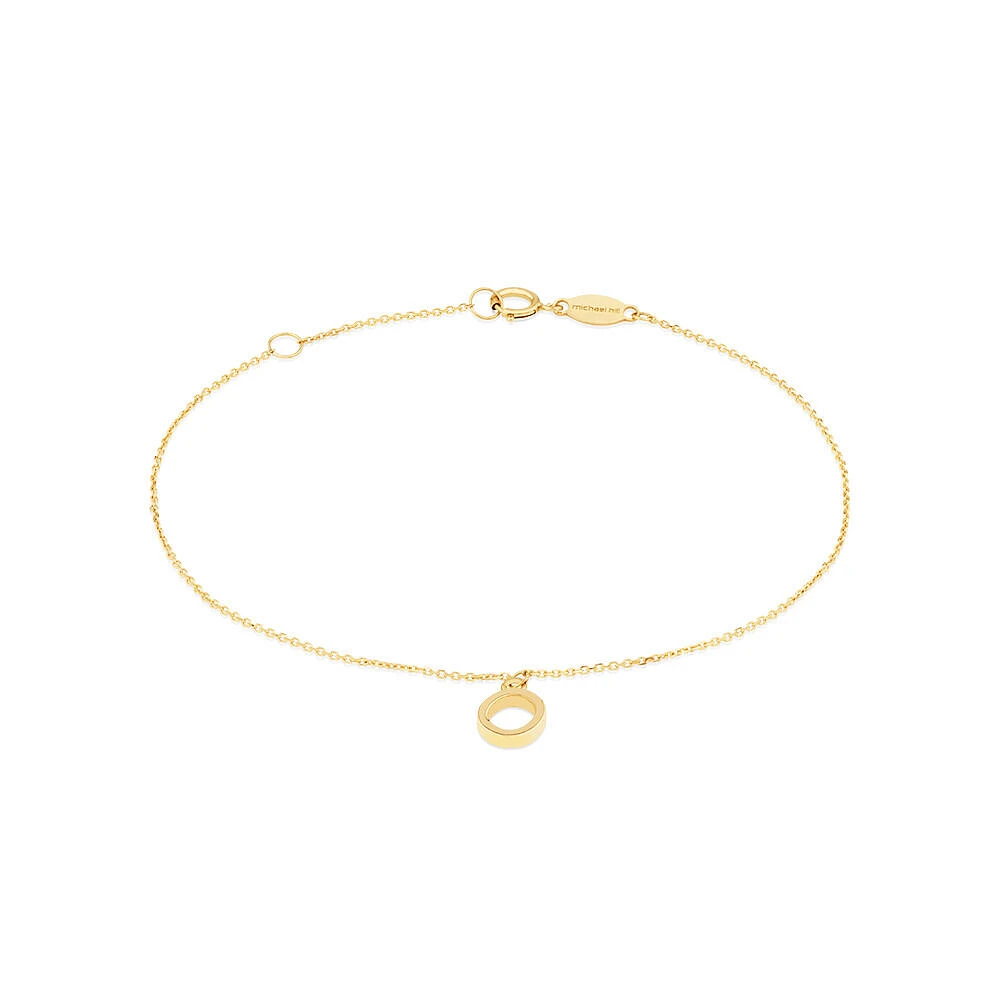 19cm (7.5") C Initial Bracelet in 10kt Yellow Gold