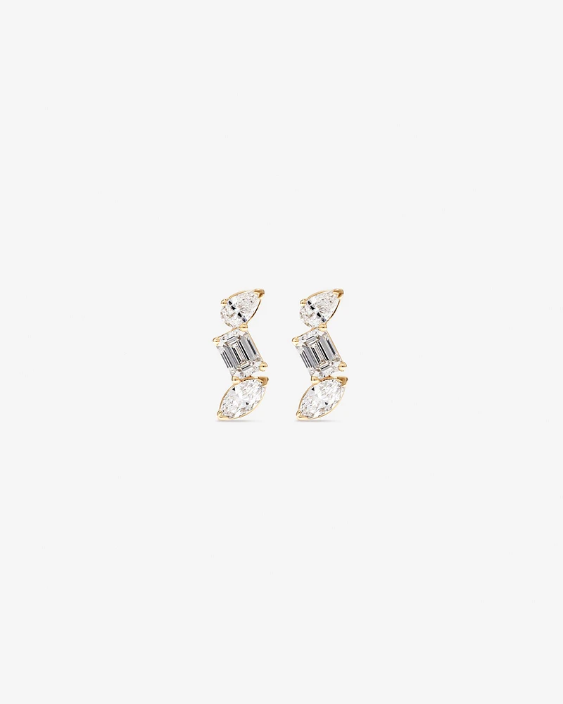 0.44 Carat TW Fancy Cut Stacked Laboratory-Grown Diamond Stud Earrings in 10kt Yellow Gold