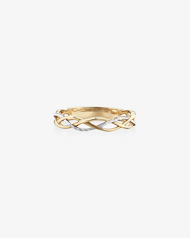 Crossover Ring in 10kt Yellow & White Gold