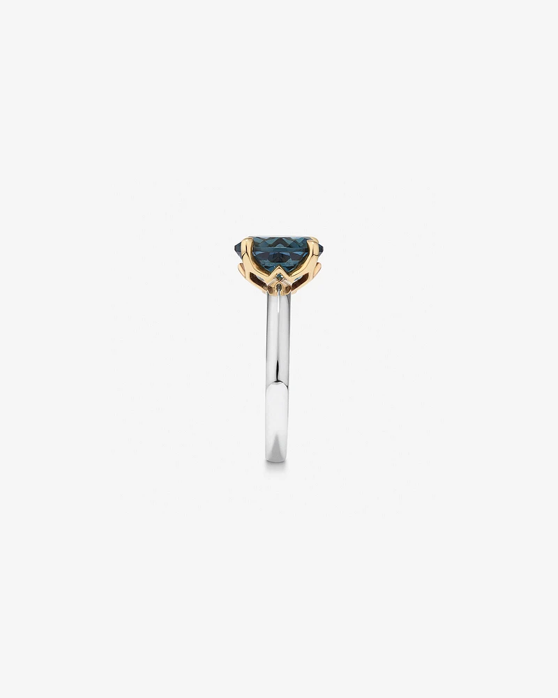 Ring with London Blue Topaz in Sterling Silver and 10kt Yellow Gold