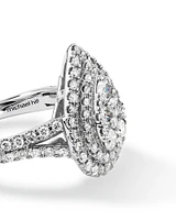 1.30 Carat TW Pear Cluster Halo Diamond Ring in 10kt White Gold