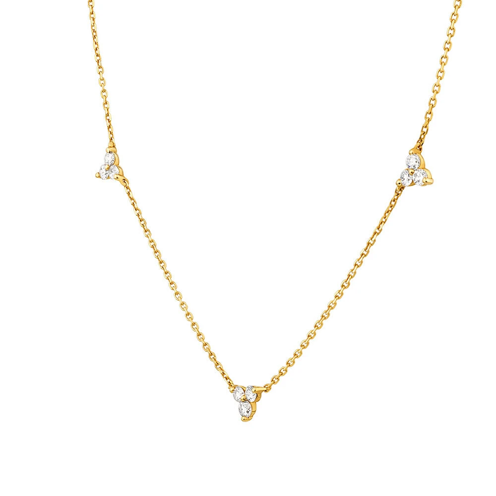 Station Necklace With 0.25 Carat TW Diamonds in 10kt Yellow Gold