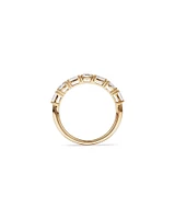 1.05 Carat TW Prong Set Emerald and Oval Cut Lab-Grown Diamond Wedding Band in 14kt Yellow Gold