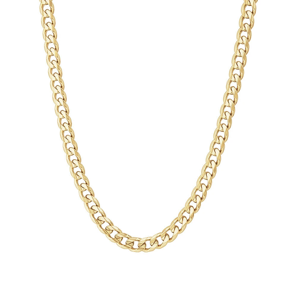 55cm (22") 6.5mm-7mm Width Solid Curb Chain in 10kt Yellow Gold