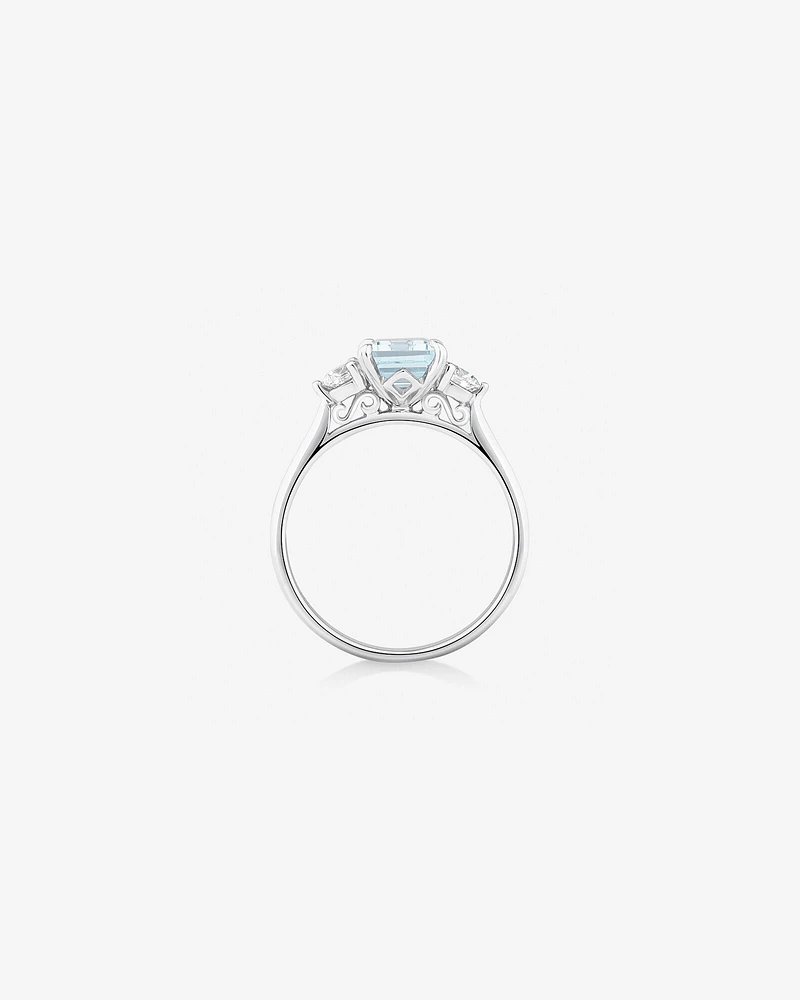 Ring with Aquamarine & 0.40 Carat TW of Diamonds in 10kt White Gold