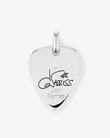 INXS Jon Farriss Engraved Guitar Pick Pendant with Chain in Recycled Sterling Silver