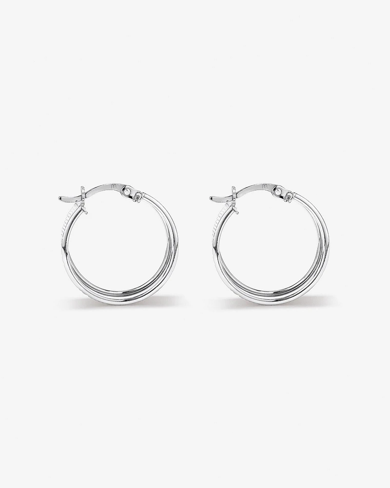 8mm Ribbed Flare Hoop Huggie Earrings in Sterling Silver