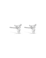 Cubic Zirconia Reindeer Stud Earrings in Sterling Silver