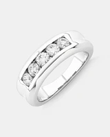 Wedding Band with .90TW of Laboratory-Grown Diamonds in 14kt White Gold