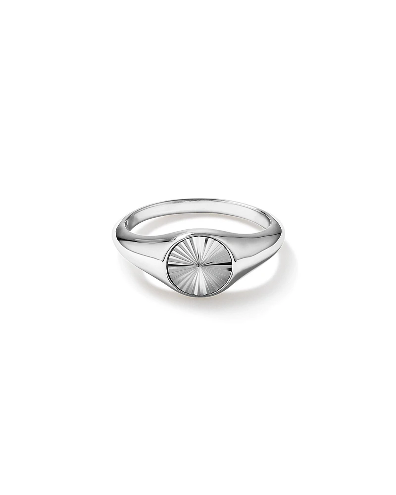 Sunray Round Signet Ring Sterling Silver