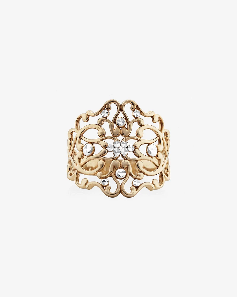 Filigree Ring in 10kt Yellow & White Gold