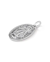 Oval St Madonna Pendant in Sterling Silver