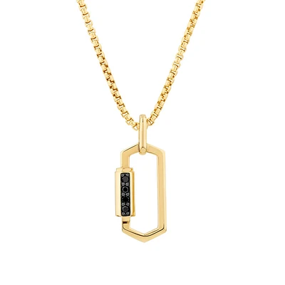 Men's 0.10 Carat TW Black Diamond Pendant on Rounded Box Chain in 10kt Yellow Gold