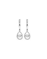 0.36 Carat TW Diamond Halo Everlight Pear Pendant and Huggie Earrings Set in Sterling Silver