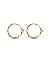 Pink Sapphire Gemstone Accent Sleeper Earrings in 10kt Yellow Gold