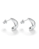 Polished Half Hoop Stud Earrings in Sterling Silver