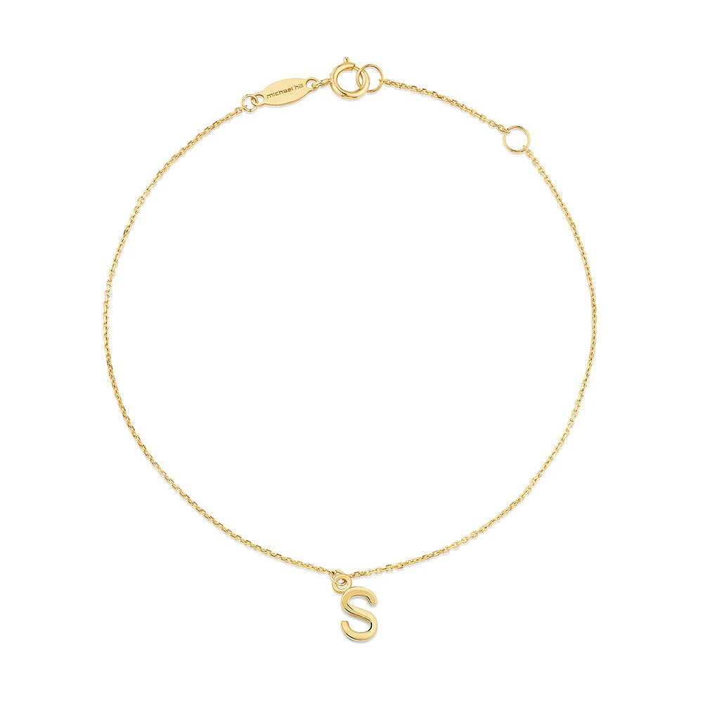 19cm (7.5") C Initial Bracelet in 10kt Yellow Gold