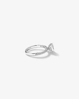 1.95 Carat TW Oval Cut Laboratory-Grown Diamond Solitaire Side Accent Engagement Ring in 14kt White Gold