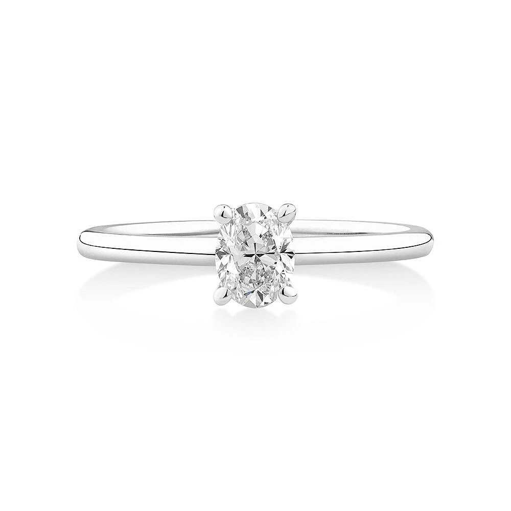 Certified Oval Solitaire Ring with 0.50 Carat TW of Diamonds in 14kt Yellow & White Gold