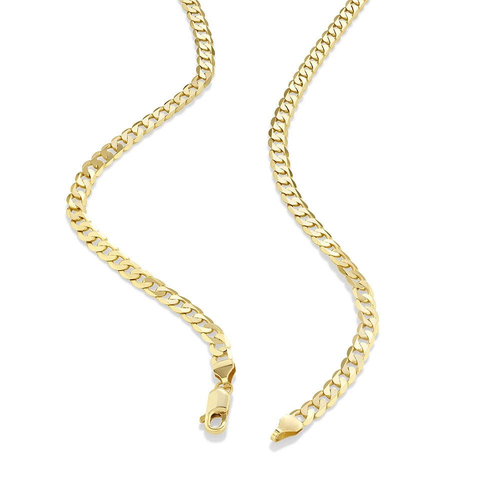 55cm (22") 4mm-4.5mm Width Curb Chain in 10kt Yellow Gold