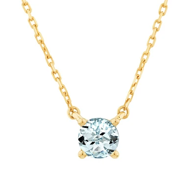 Necklace with Aquamarine in 10kt Yellow Gold