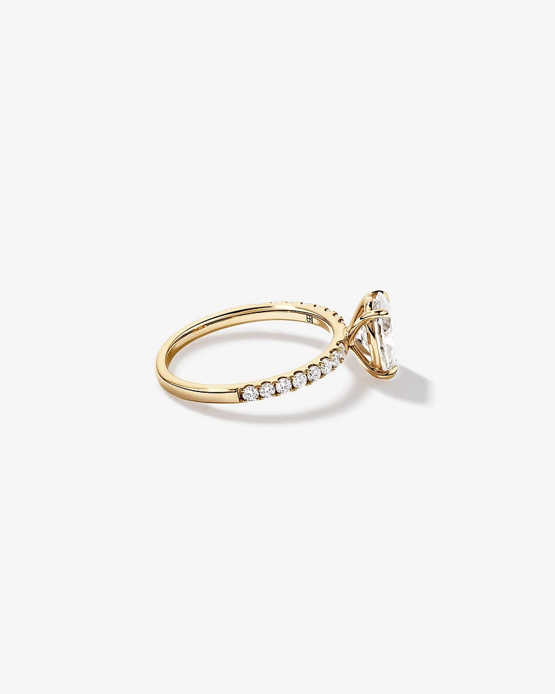 1.81 Carat TW Oval Lab-Grown Diamond Side Accent Engagement Ring in 14kt Yellow Gold