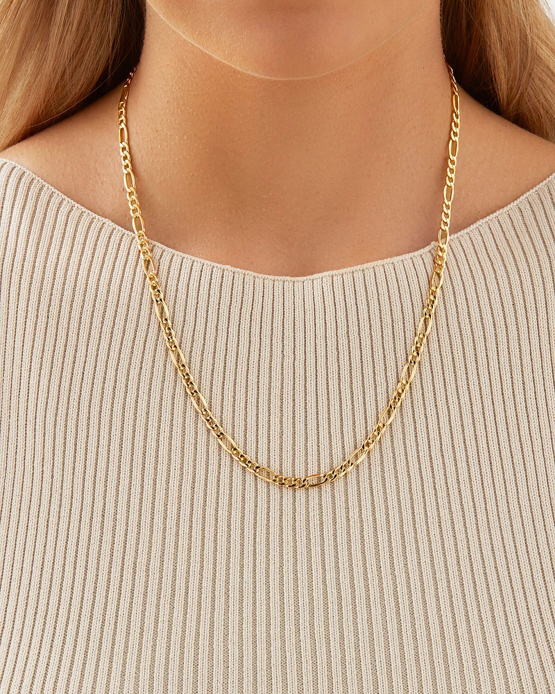 50cm (20") Hollow Figaro Chain in 10kt Yellow Gold